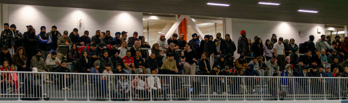 Standing room only crowd at the Save Max Centre in Brampton for BAS 2024 Indoor Soccer Finals.